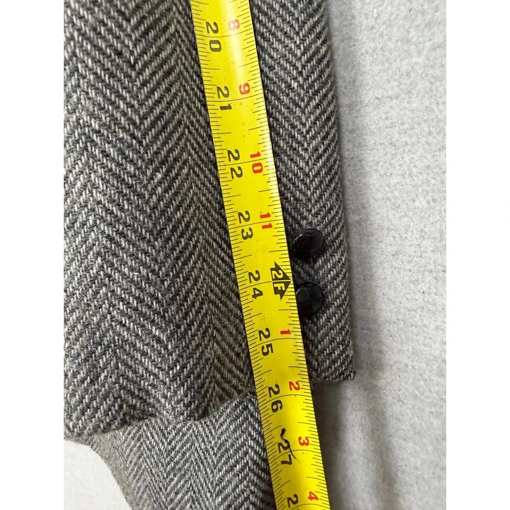 Vintage Bespoke‎ Mens Grey Herringbone Wool Blend Blazer Sport Coat Size 50 USA